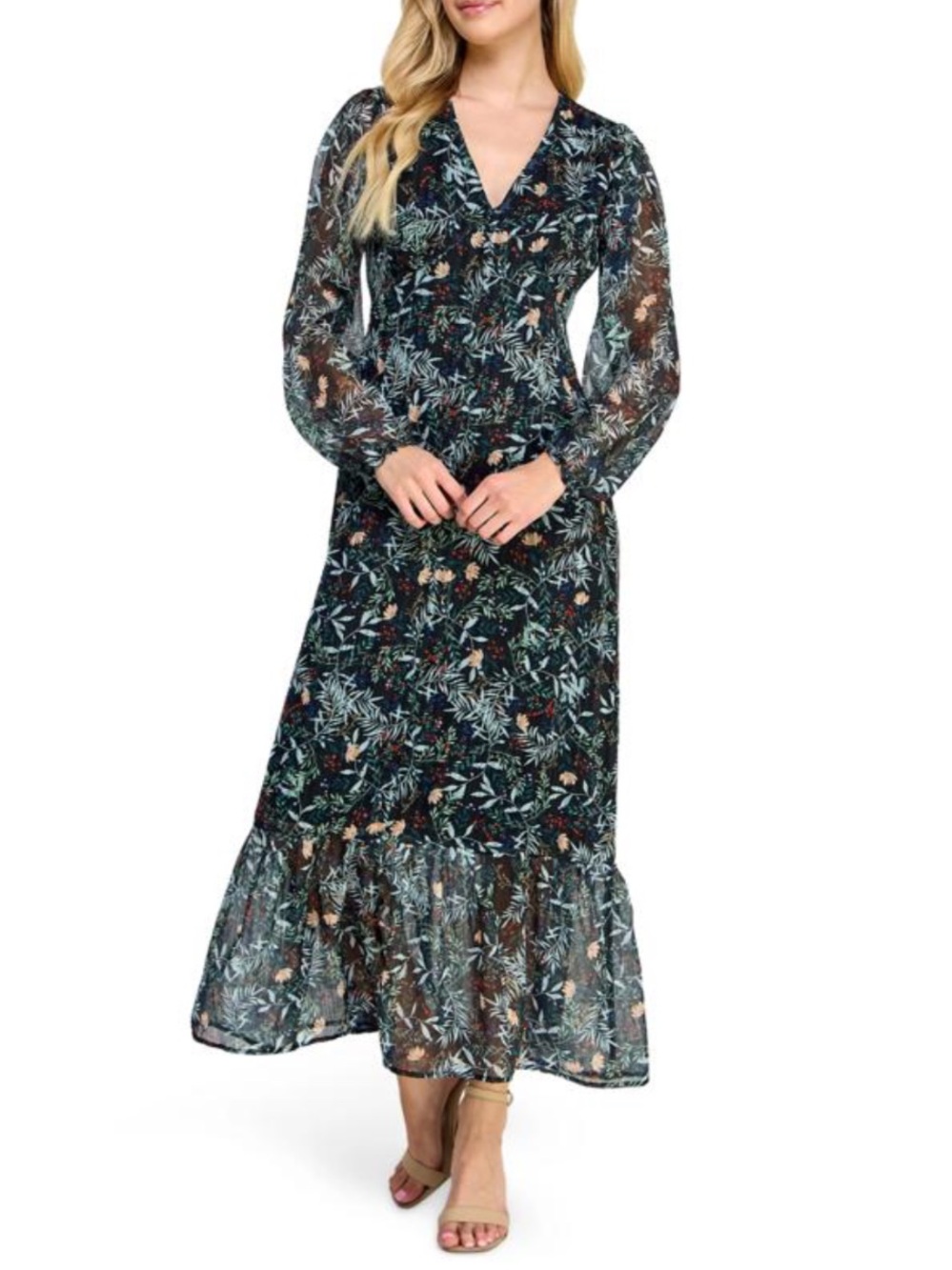 NWT Koko + Mason Tiered Floral Print Dress XS